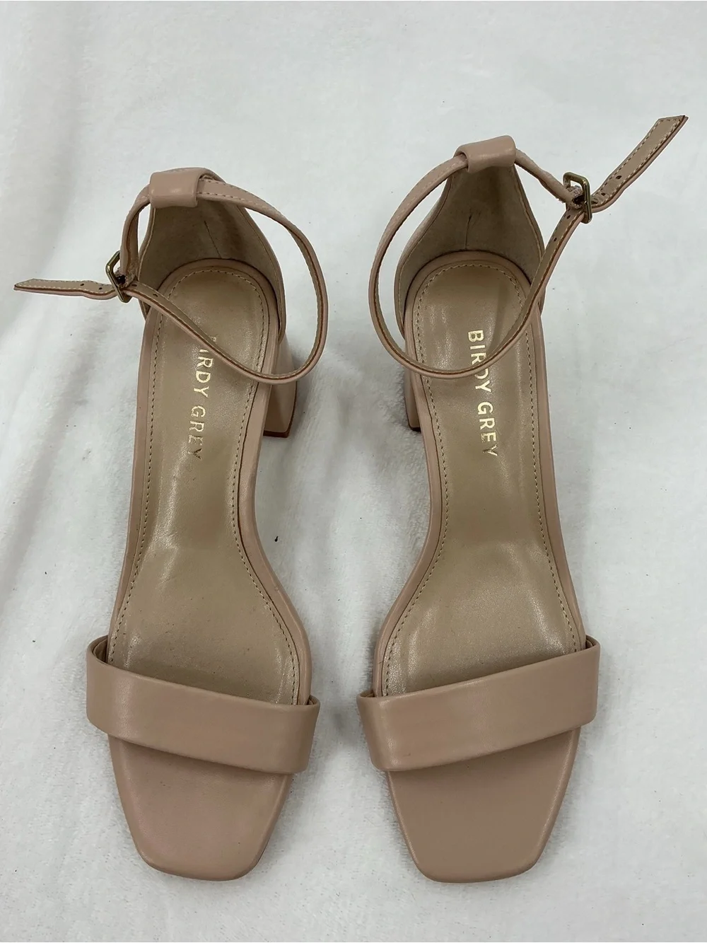 Birdy Grey Blush Ankle-Strap Block Heel B42